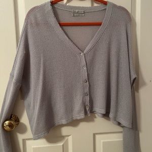 Urban Outfitters Baby Blue Slouchy Button Up Sweater